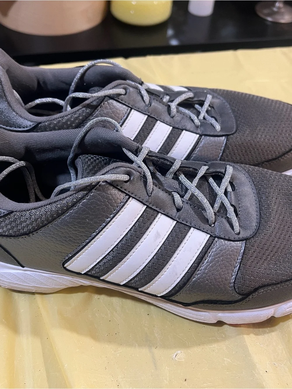 adidas Men's Gray Athletic Sneakers with White Stripes